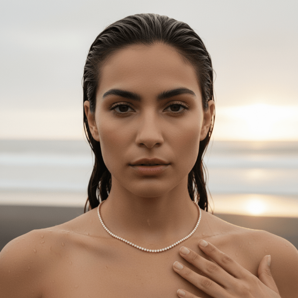 Elegant Gold Necklace - Round Bezel Tennis Design with Cubic Zirconia