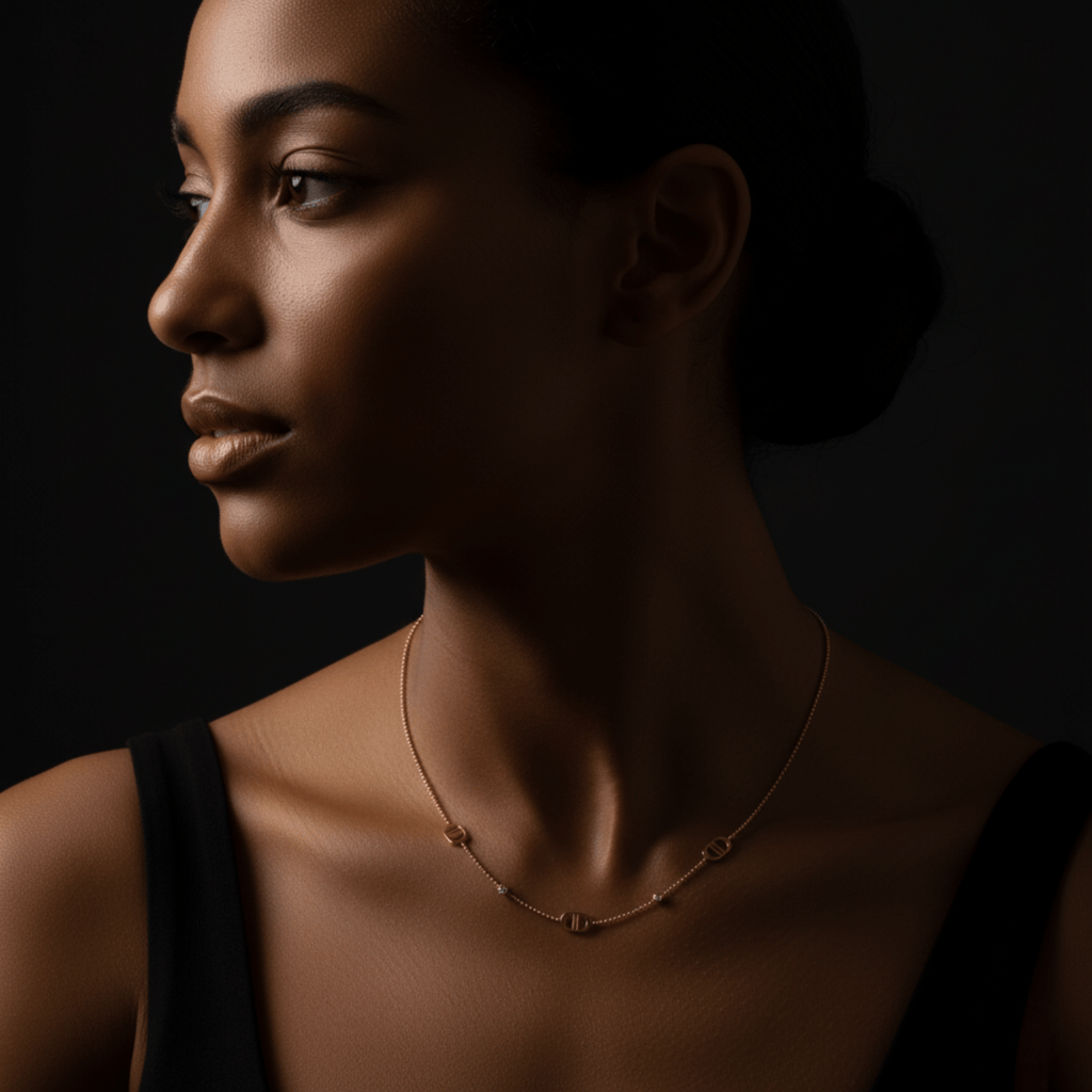 Elegante gouden ketting met verstelbare lengte en steendecoraties voor dames