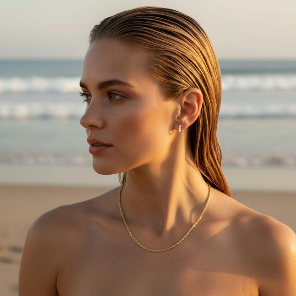 Colar Elegante de Corrente de Corda Dourada - Comprimento e Opções de Metal Personalizados