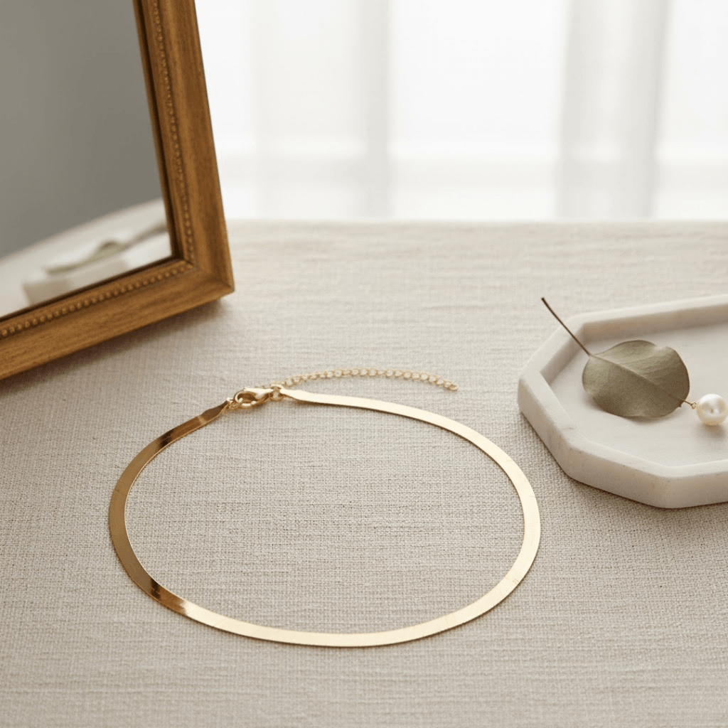 Elegante gouden ketting - verstelbare platte ketting choker voor dames
