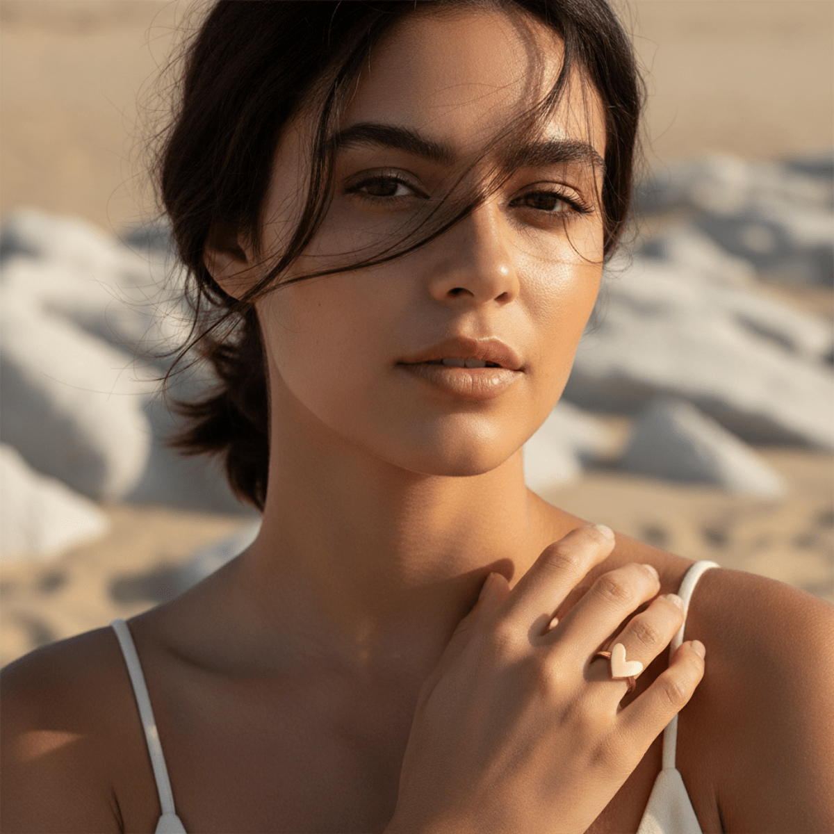 Anillo ajustable Golden Shore Heart