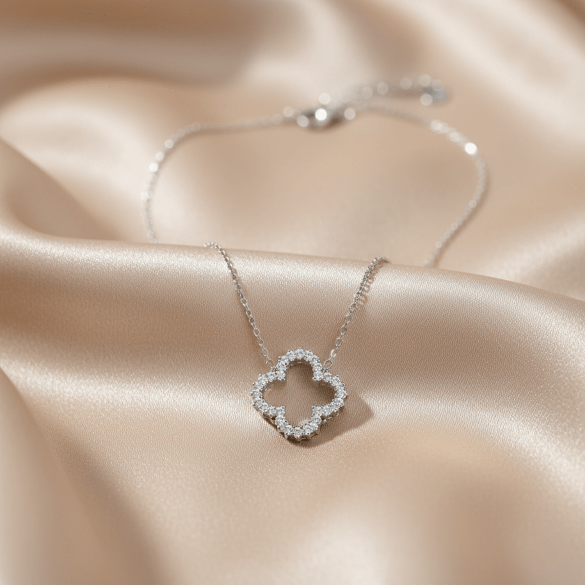 Elegante holle diamant bloem ketting - waterdicht roestvrij staal, hypoallergeen