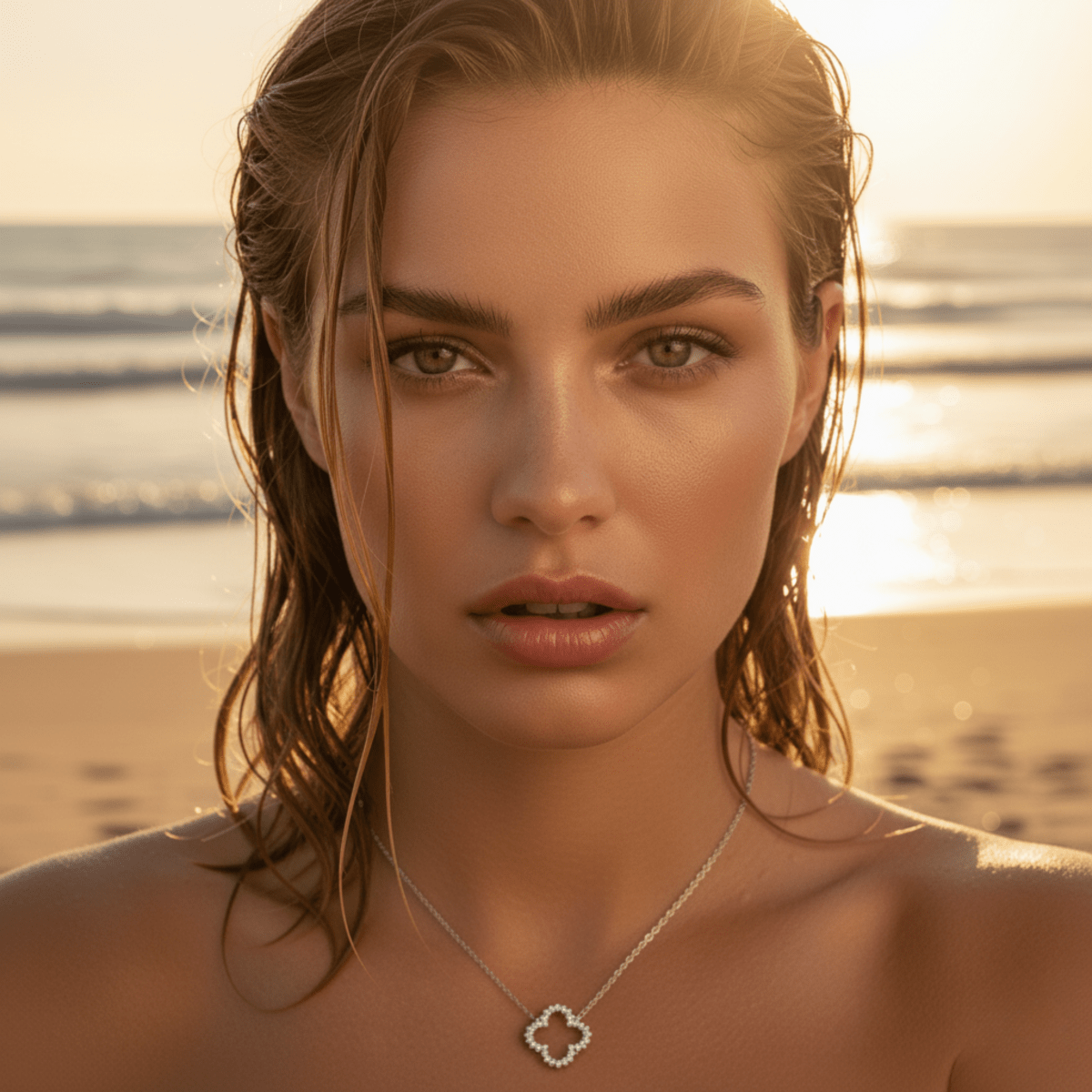 Elegante holle diamant bloem ketting - waterdicht roestvrij staal, hypoallergeen