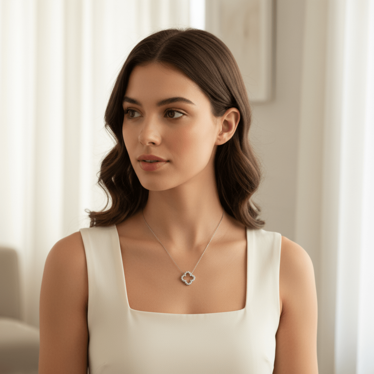 Elegante holle diamant bloem ketting - waterdicht roestvrij staal, hypoallergeen