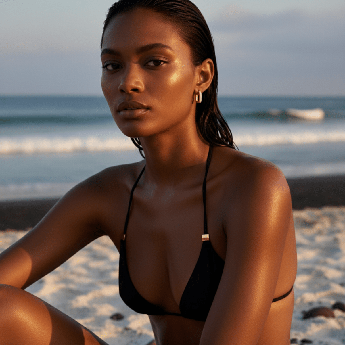 Orecchini a cerchio con aureola dorata in pietra da spiaggia