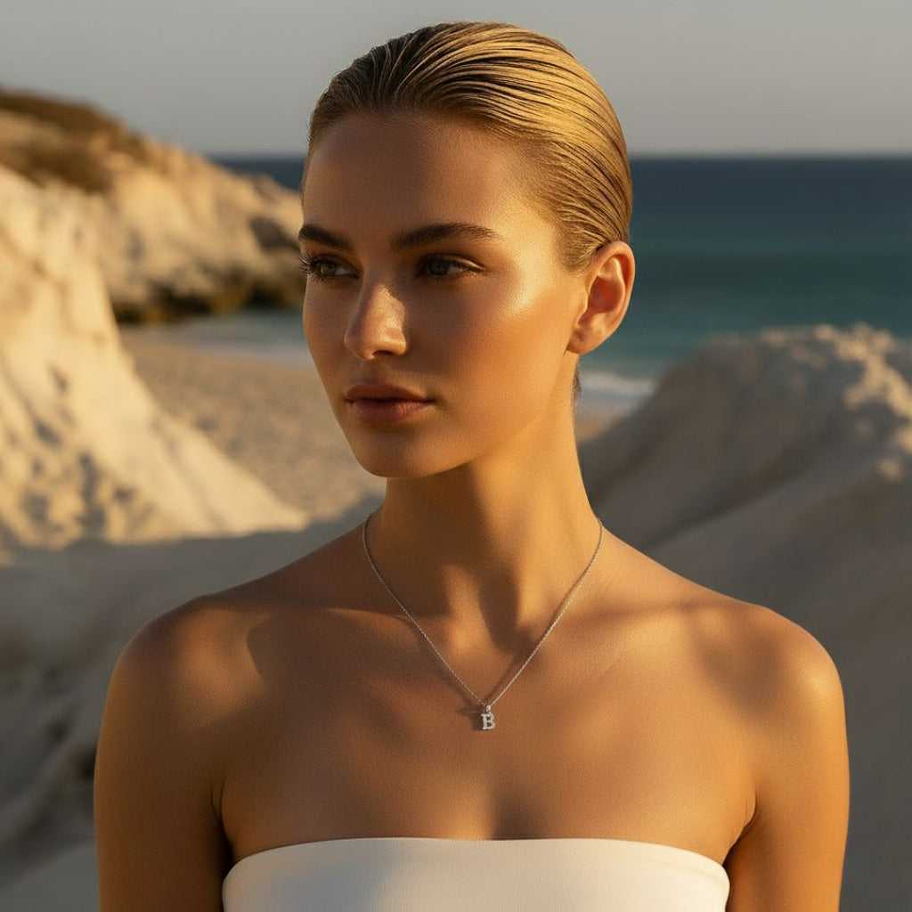 Elegant Initial Necklace - Gold Vermeil with Cubic Zirconia Sparkle
