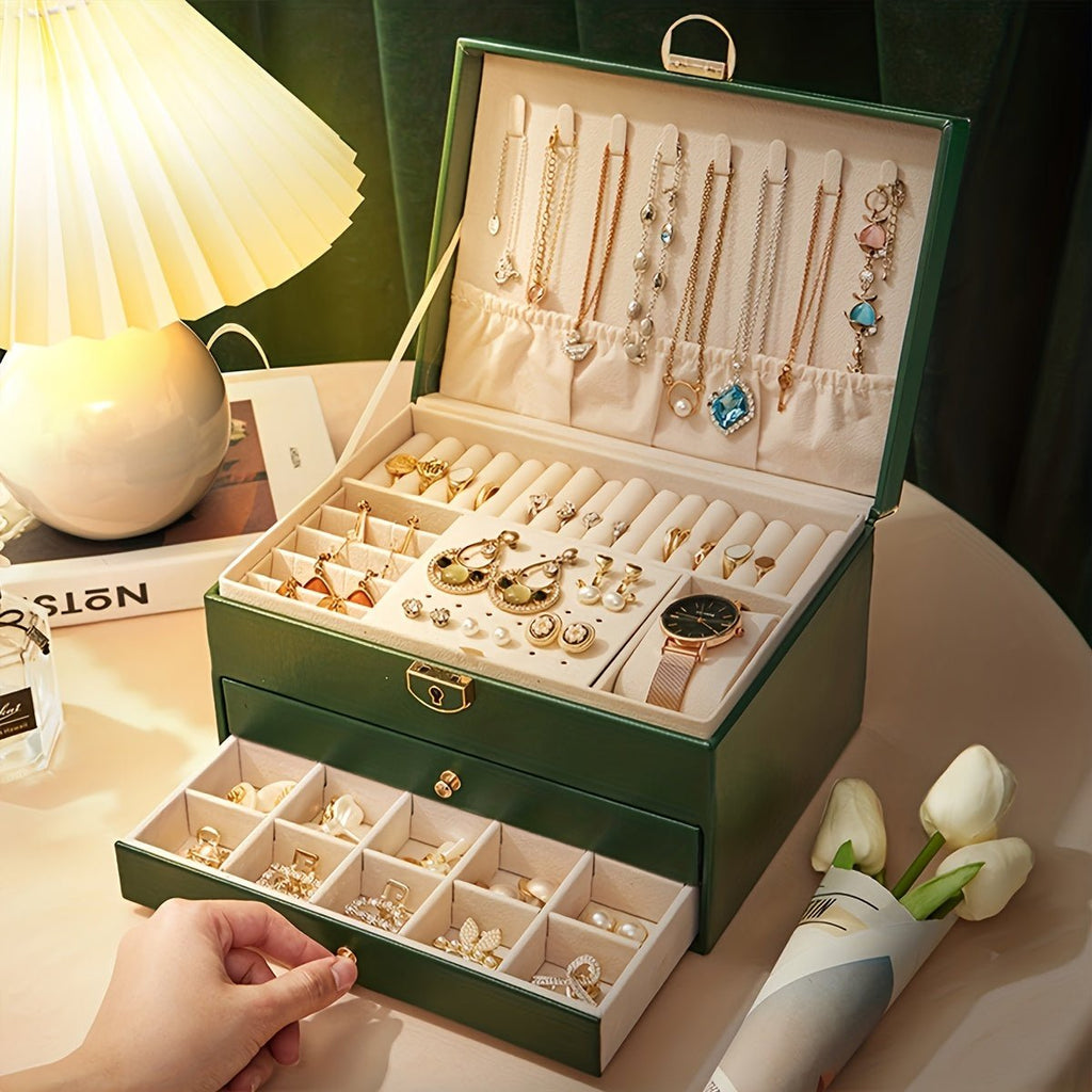ELEGANT JEWELRY BOX – Stylish Leather Organizer for Travel & Home