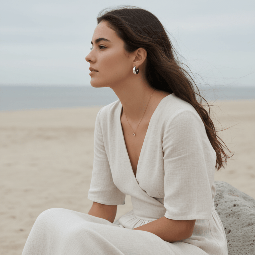 Elegant Medium Silver Hoop Earrings - Stylish, Versatile Accessory