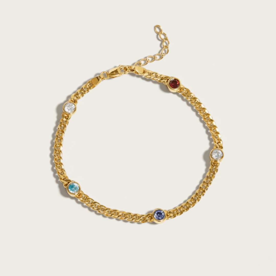 Elegante Multi Edelsteen Armband - Goud Verguld Messing en Kreeftenhaak Sluiting