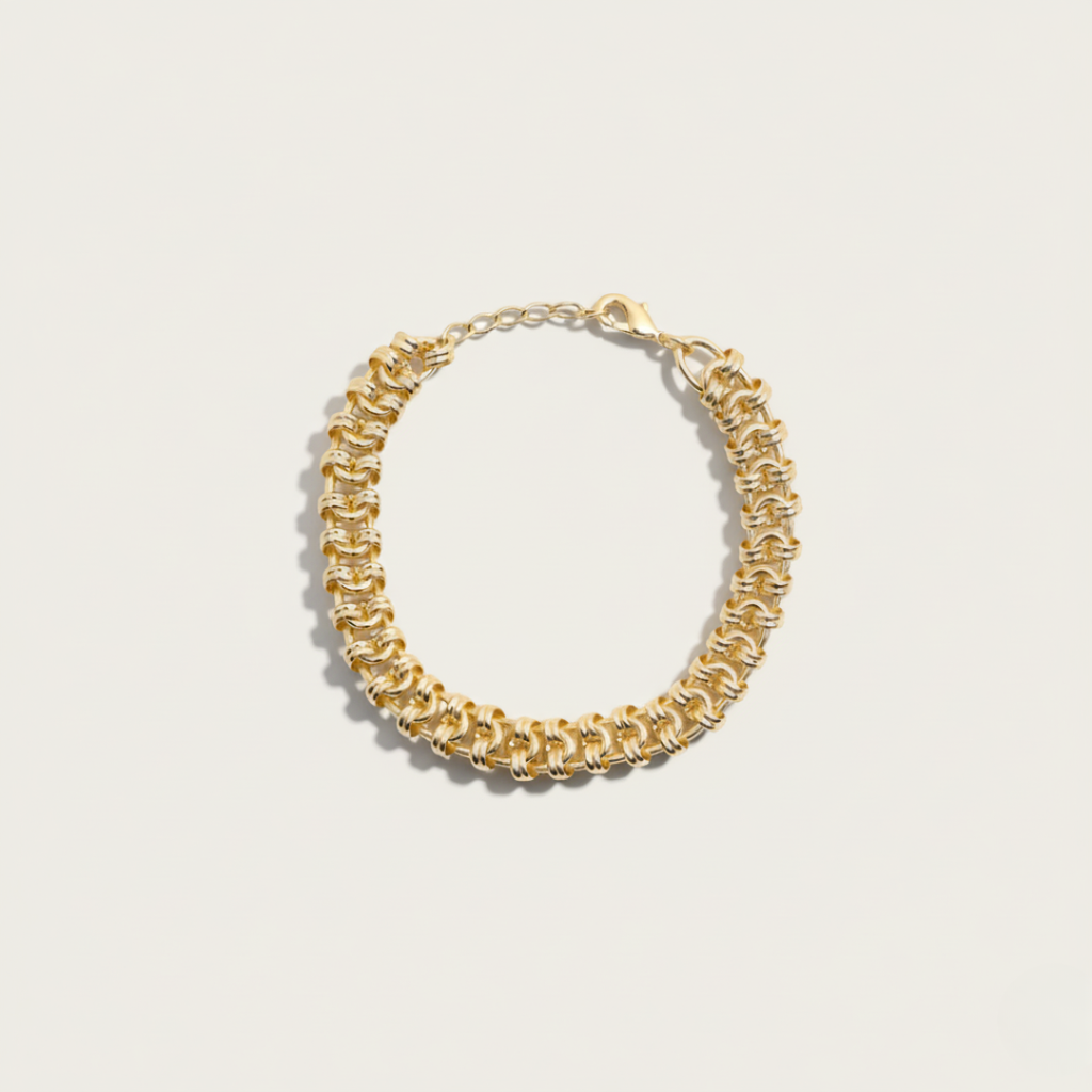 Elegant Palma Schakel Gouden Armband - Verguld Messing met Verlengstuk