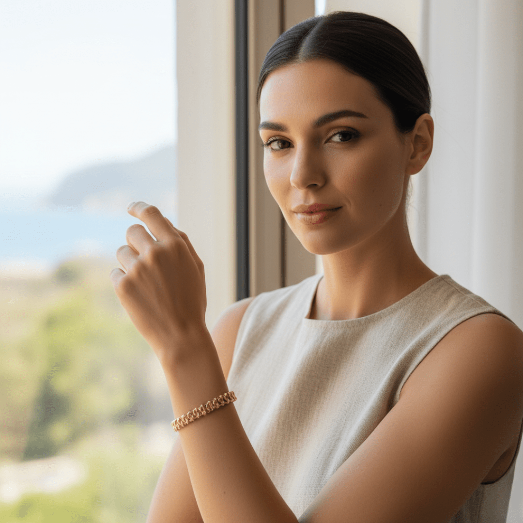 Elegant Palma Schakel Gouden Armband - Verguld Messing met Verlengstuk