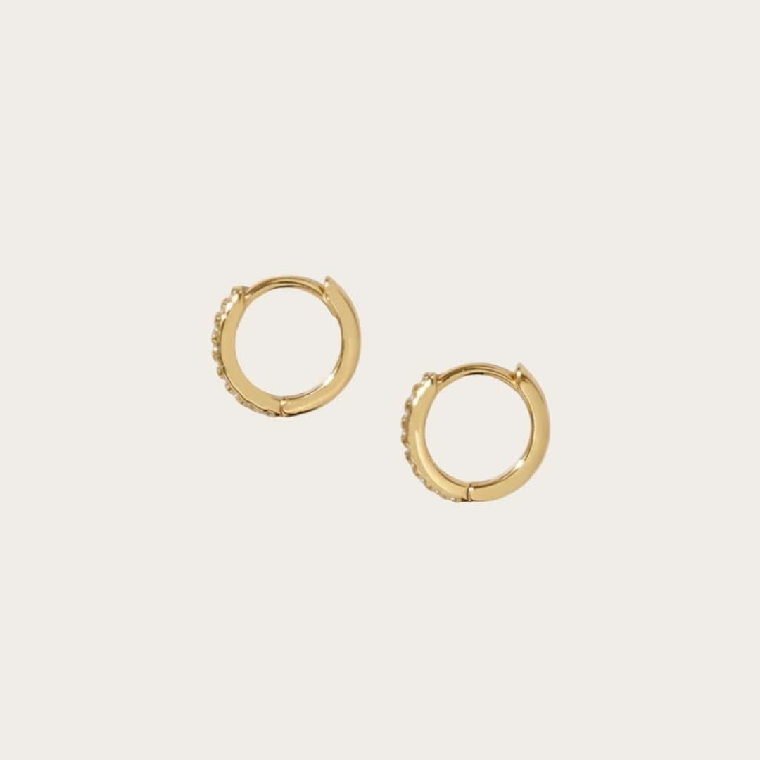 Elegant Pavé Huggie Earrings in Gold, Rose Gold or Rhodium - Hypoallergenic Sterling Silver with Cubic Zirconia