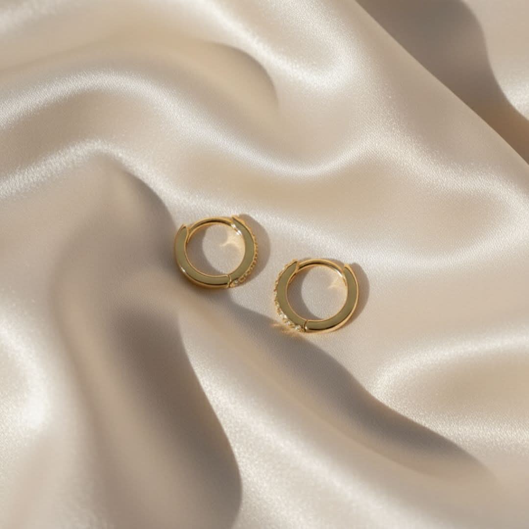 Elegant Pavé Huggie Earrings in Gold, Rose Gold or Rhodium - Hypoallergenic Sterling Silver with Cubic Zirconia