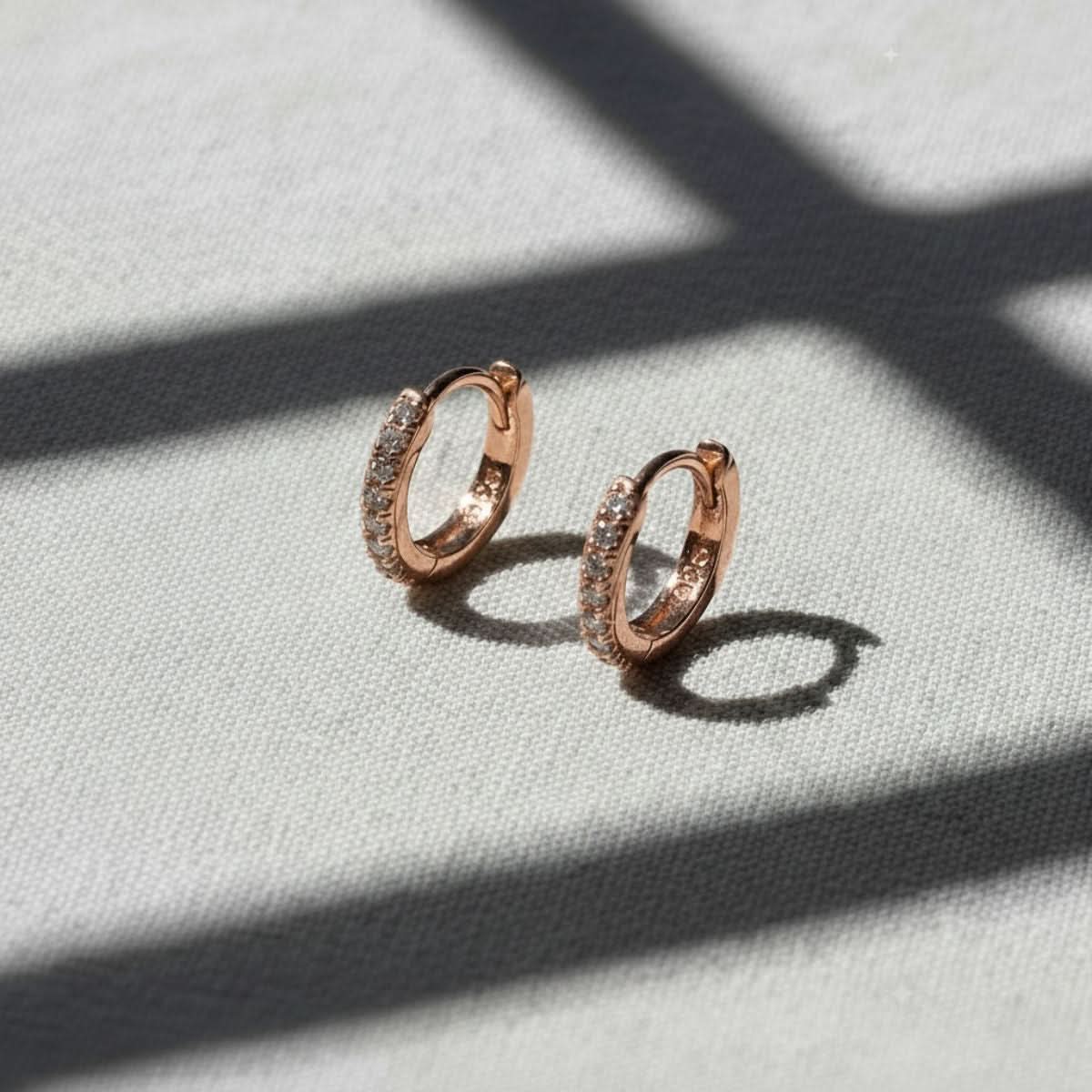 Elegant Pavé Huggie Earrings in Gold, Rose Gold or Rhodium - Hypoallergenic Sterling Silver with Cubic Zirconia