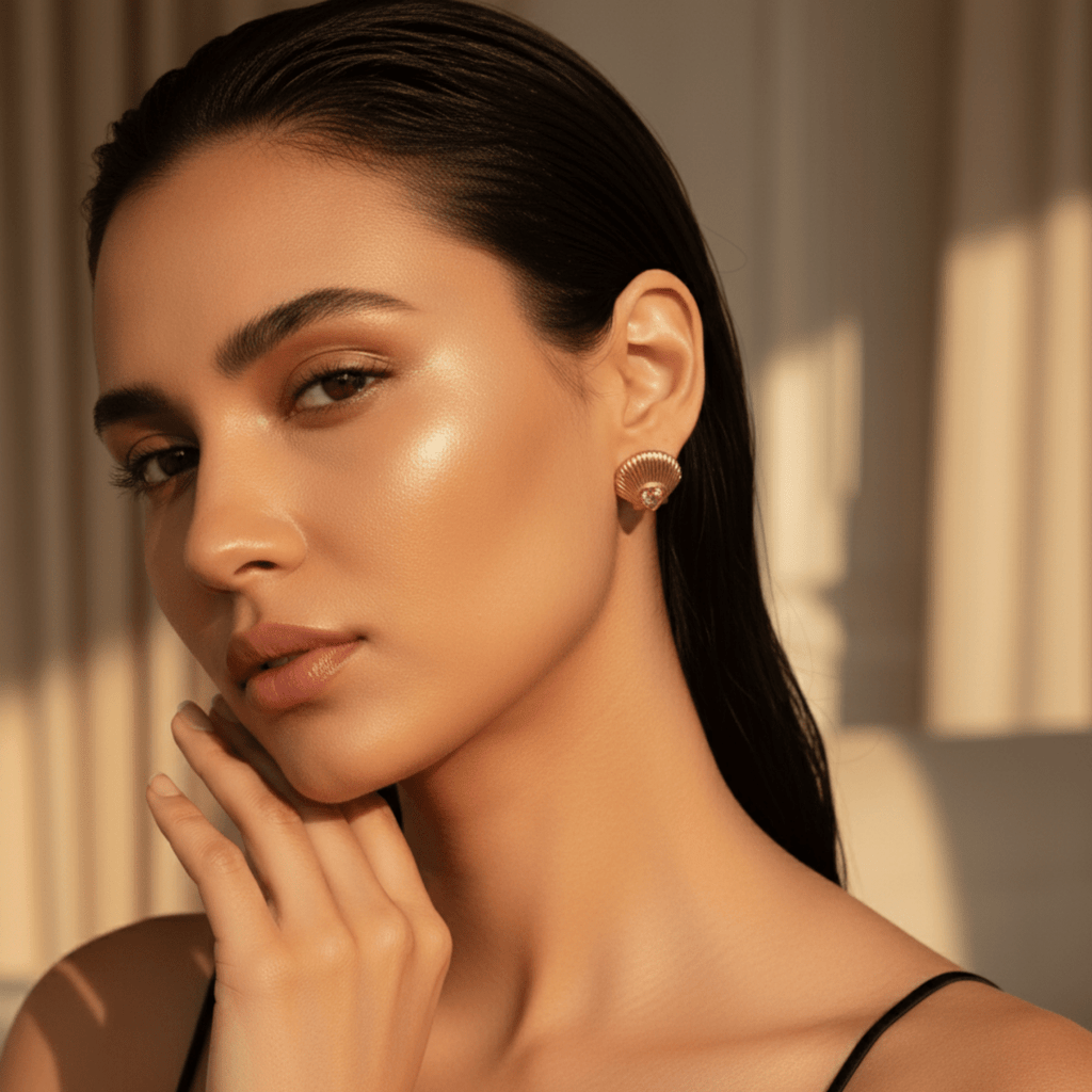 Elegante roze kristallen schelpenoorbellen in goud - lichtgewicht en hypoallergeen