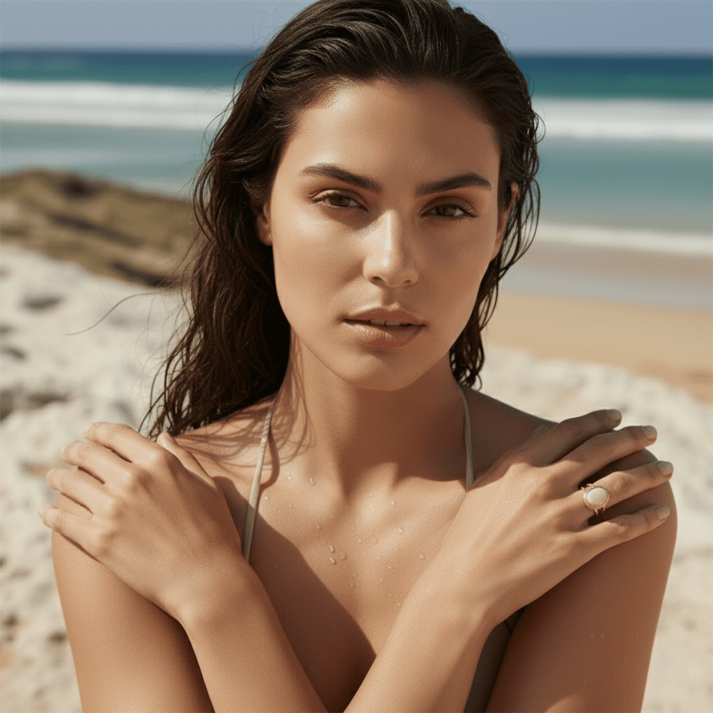 Anillo de ventana rosa atardecer dorado