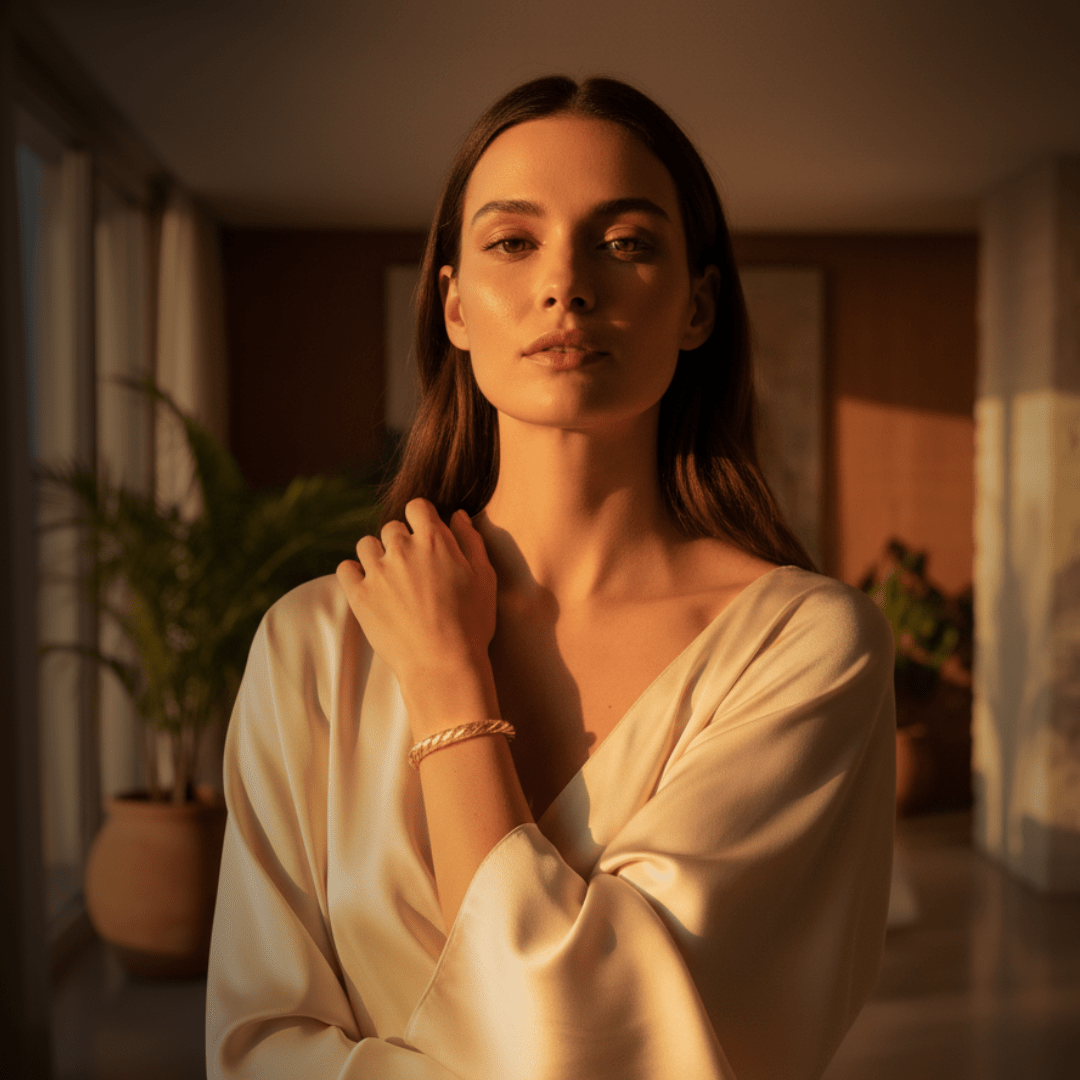 Elegant geribbeld gouden armband - vergulde koperen manchet voor veelzijdig gebruik