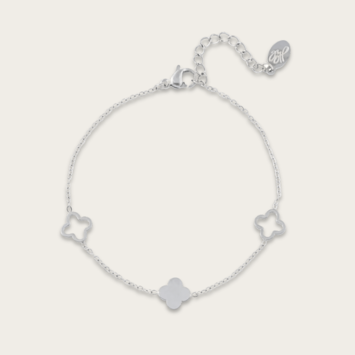 Elegante zilveren armband - verstelbaar roestvrijstalen klaverontwerp voor veelzijdige stijl