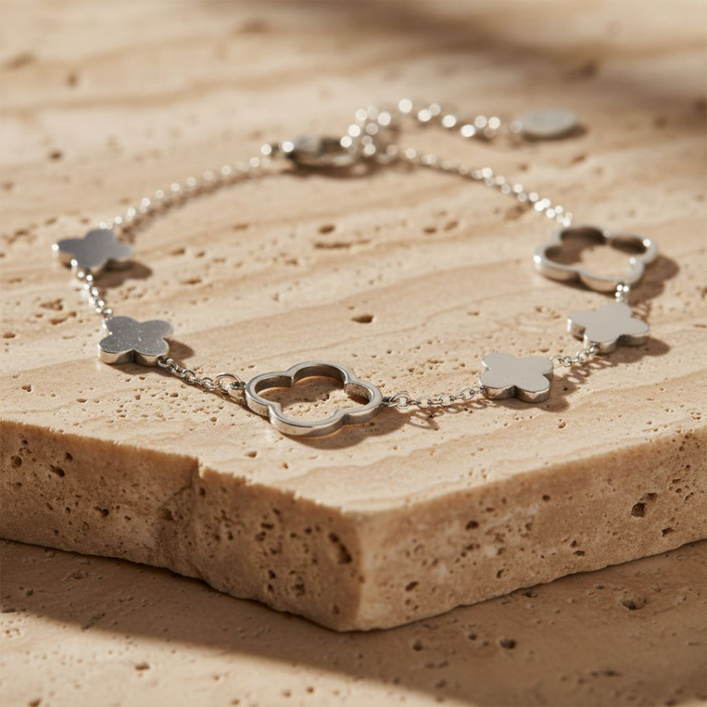 Elegant Stainless Steel Adjustable Big Clovers Bracelet for Versatile Styling