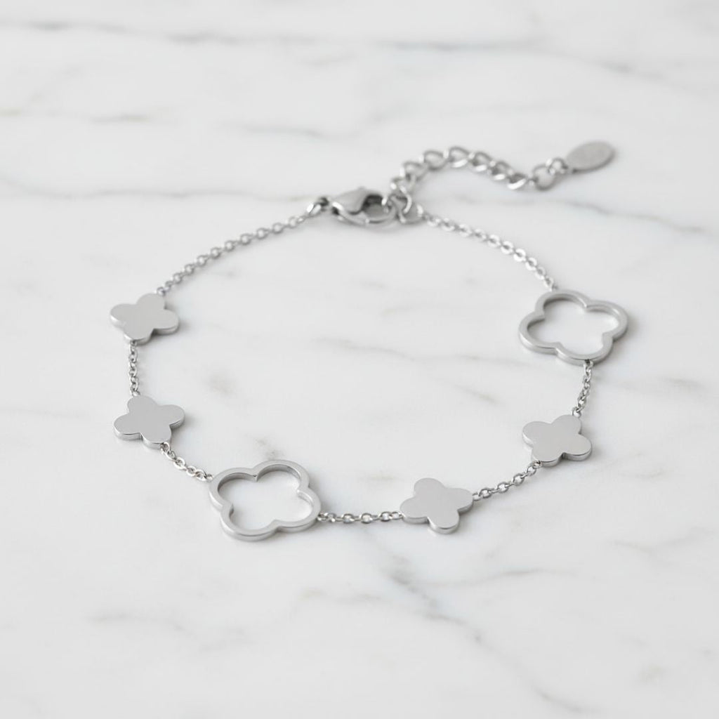 Elegant Stainless Steel Adjustable Big Clovers Bracelet for Versatile Styling