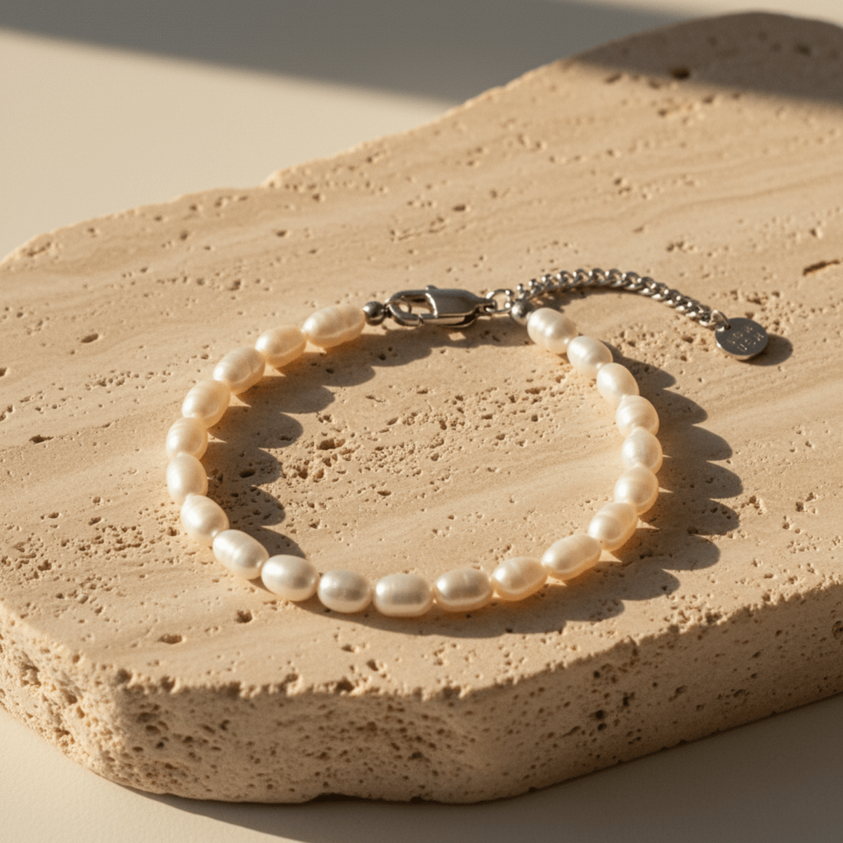 Elegant Stainless Steel Bracelet with Freshwater Pearls - Adjustable Length