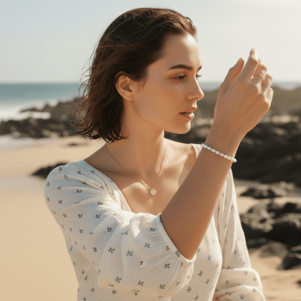 Elegant Stainless Steel Bracelet with Freshwater Pearls - Adjustable Length