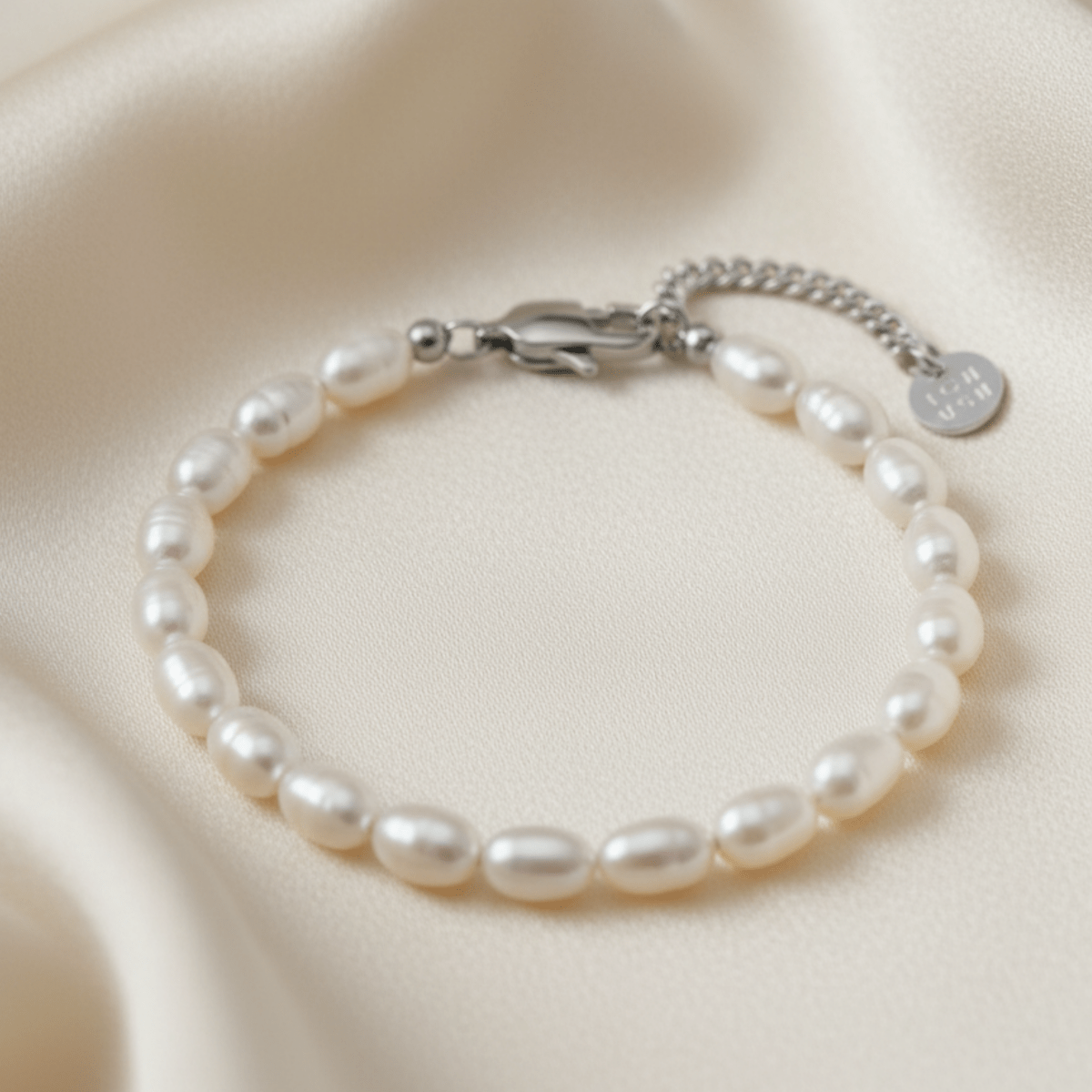 Elegante armband van roestvrij staal met zoetwaterparels - verstelbare lengte