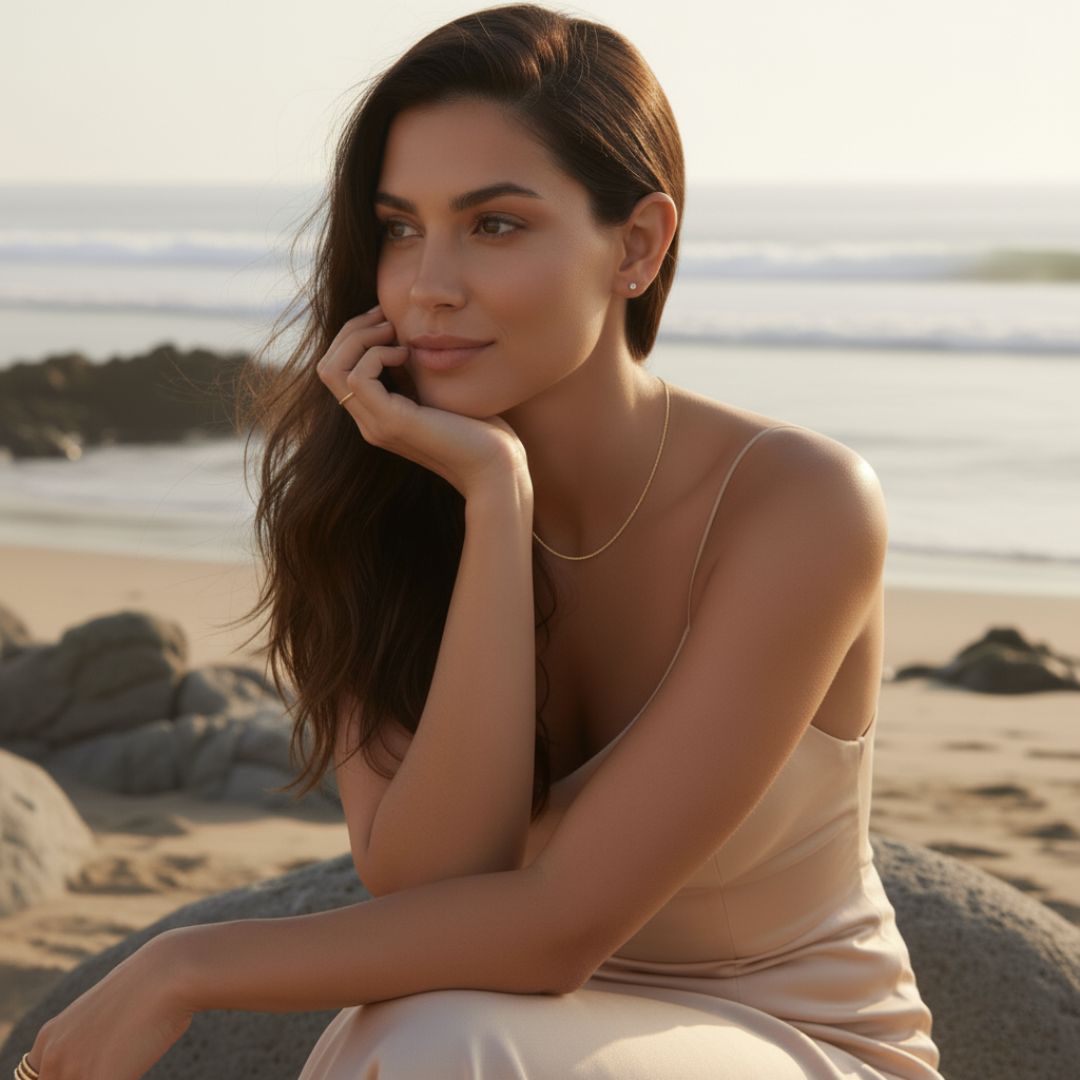 Elegant Sterling Silver Solitaire Stud Earrings with Gold Plating