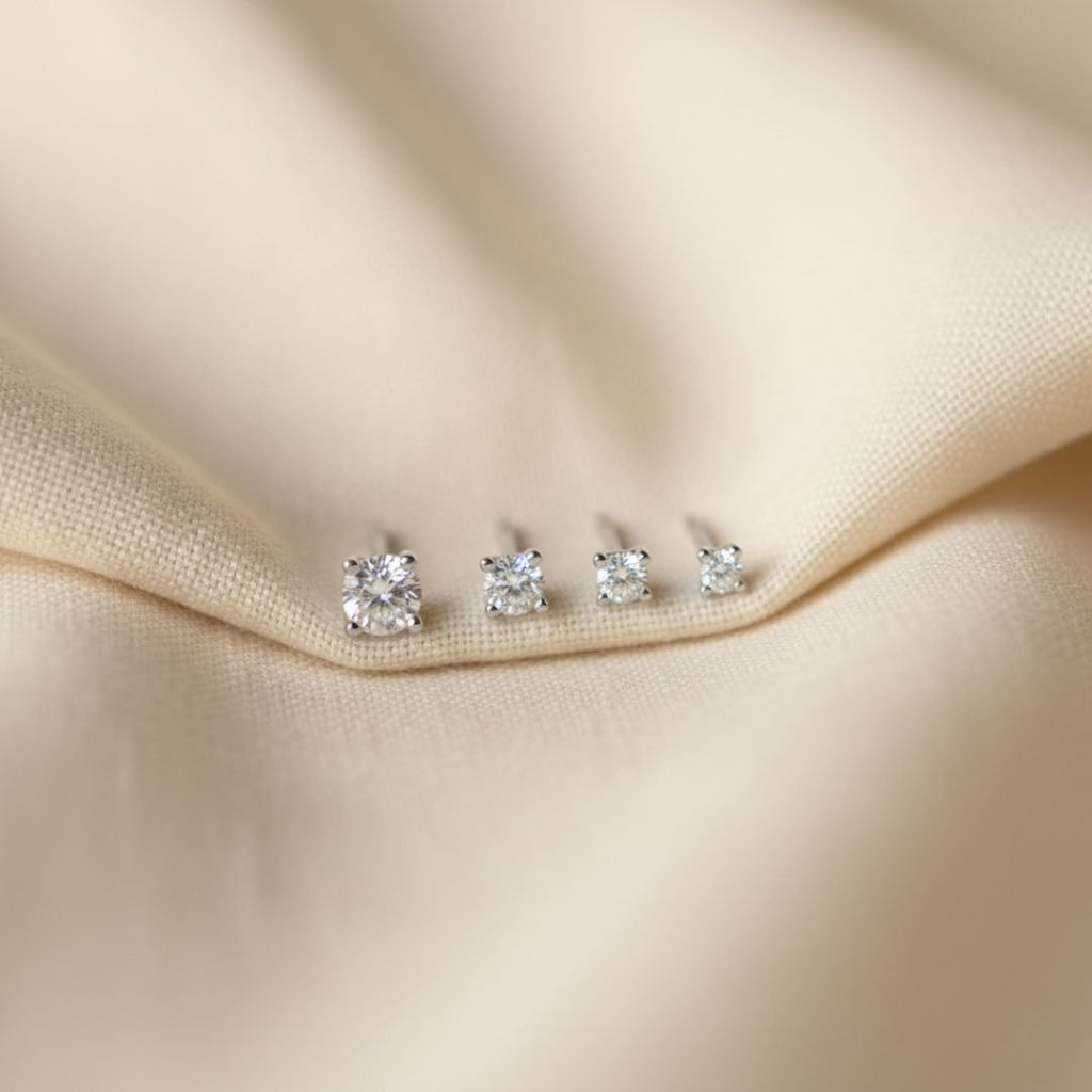 Elegant Sterling Silver Solitaire Stud Earrings with Gold Plating