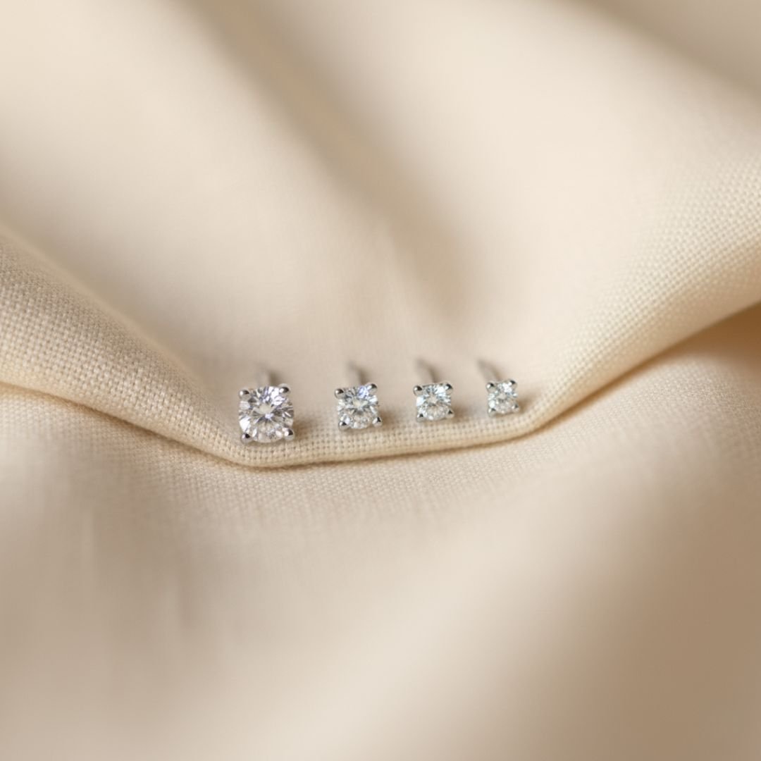 Elegant Sterling Silver Solitaire Stud Earrings with Gold Plating