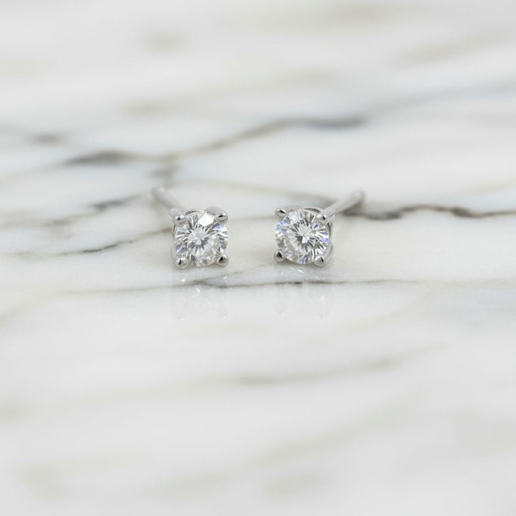 Solitaire Gold and Silver Stud Earrings