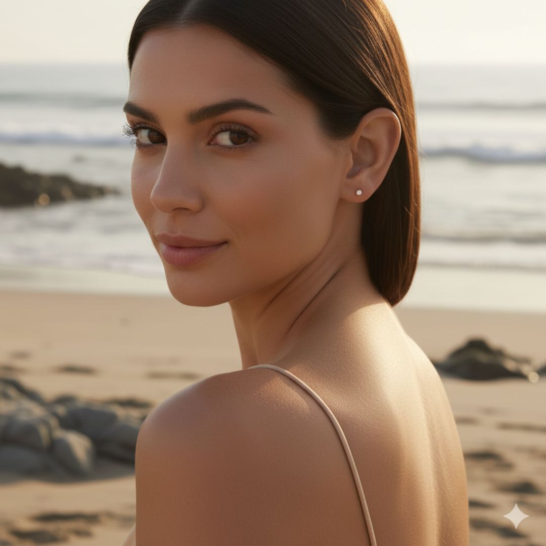 Elegant Sterling Silver Solitaire Stud Earrings with Gold Plating