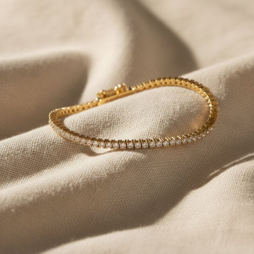 Elegant Tennis Bracelet with CZ Stones, Latch Clasp, Hypoallergenic