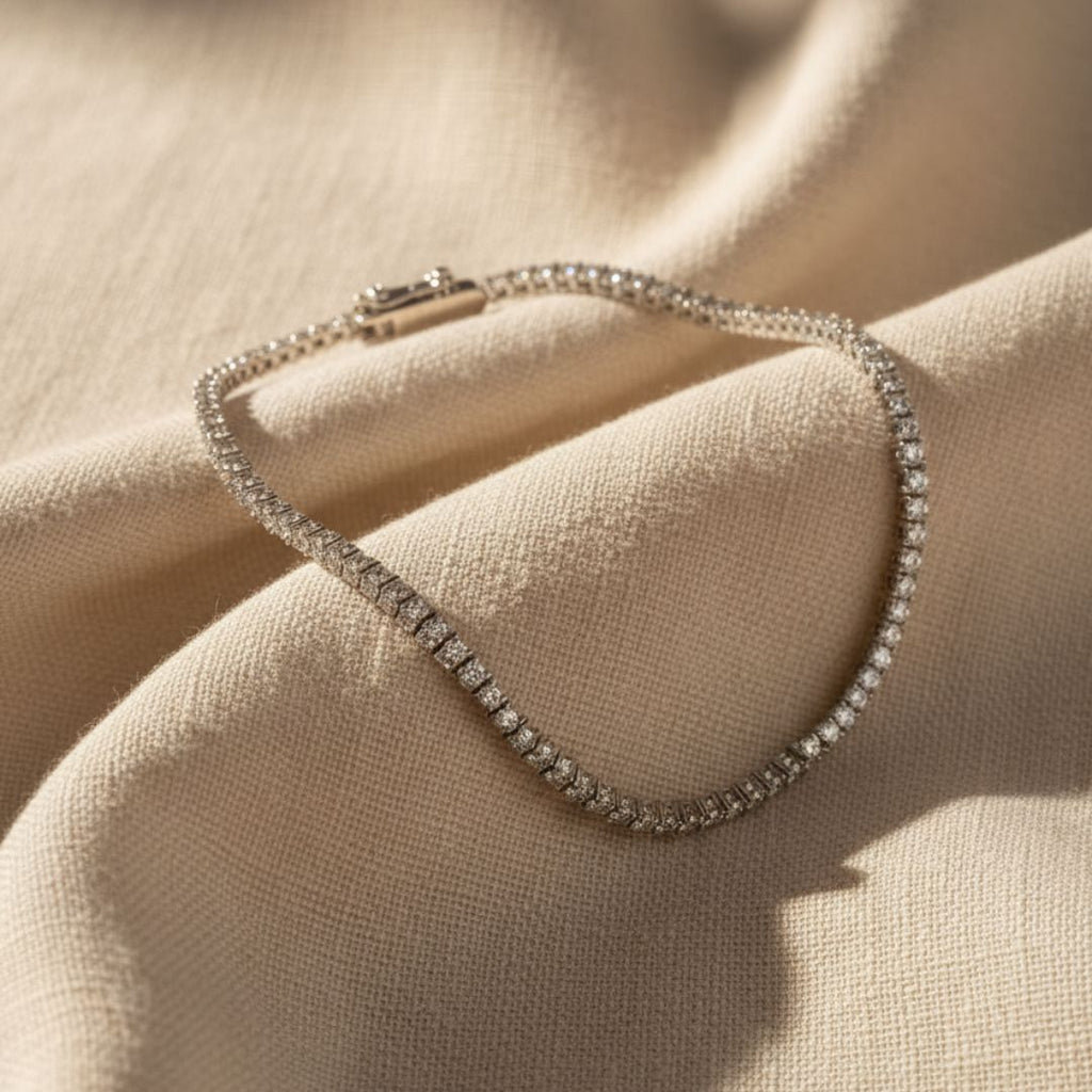 Elegant Tennis Bracelet with CZ Stones, Latch Clasp, Hypoallergenic