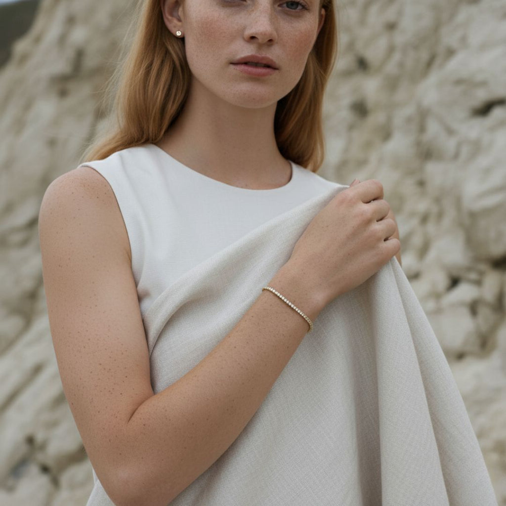 Elegant Tennis Bracelet with CZ Stones, Latch Clasp, Hypoallergenic