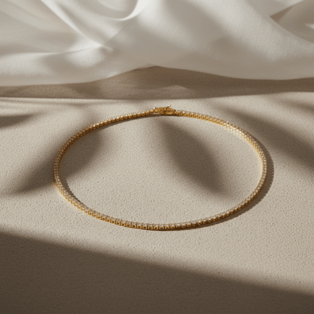 Anillo de tenis de oro líquido, oro corriente y plata