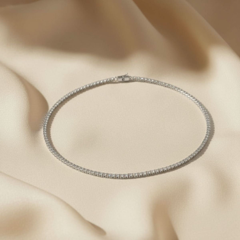 Anello da tennis in oro liquido, oro corrente e argento