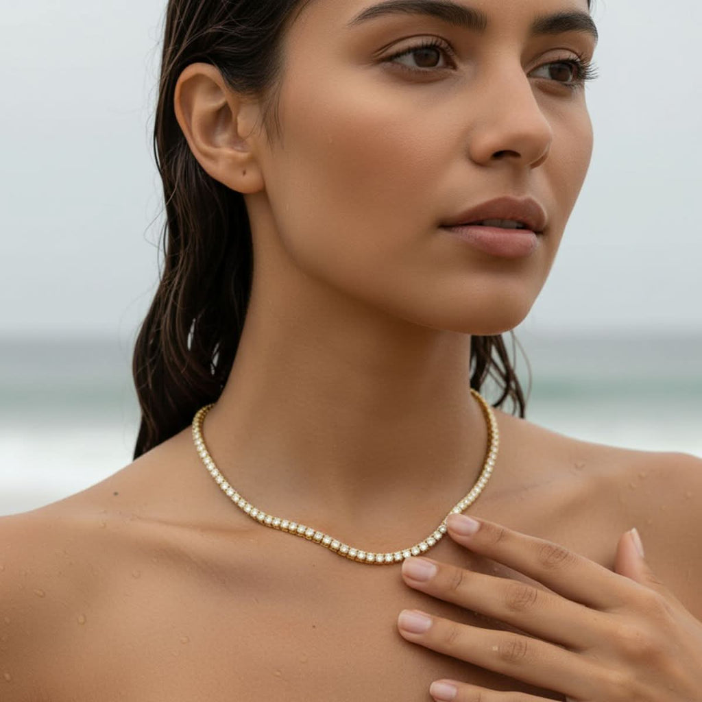 Anillo de tenis de oro líquido, oro corriente y plata