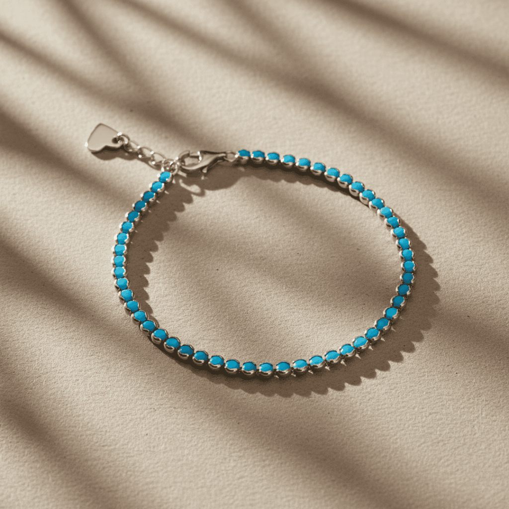 Elegante turquoise tennisarmband - verguld, hypoallergeen