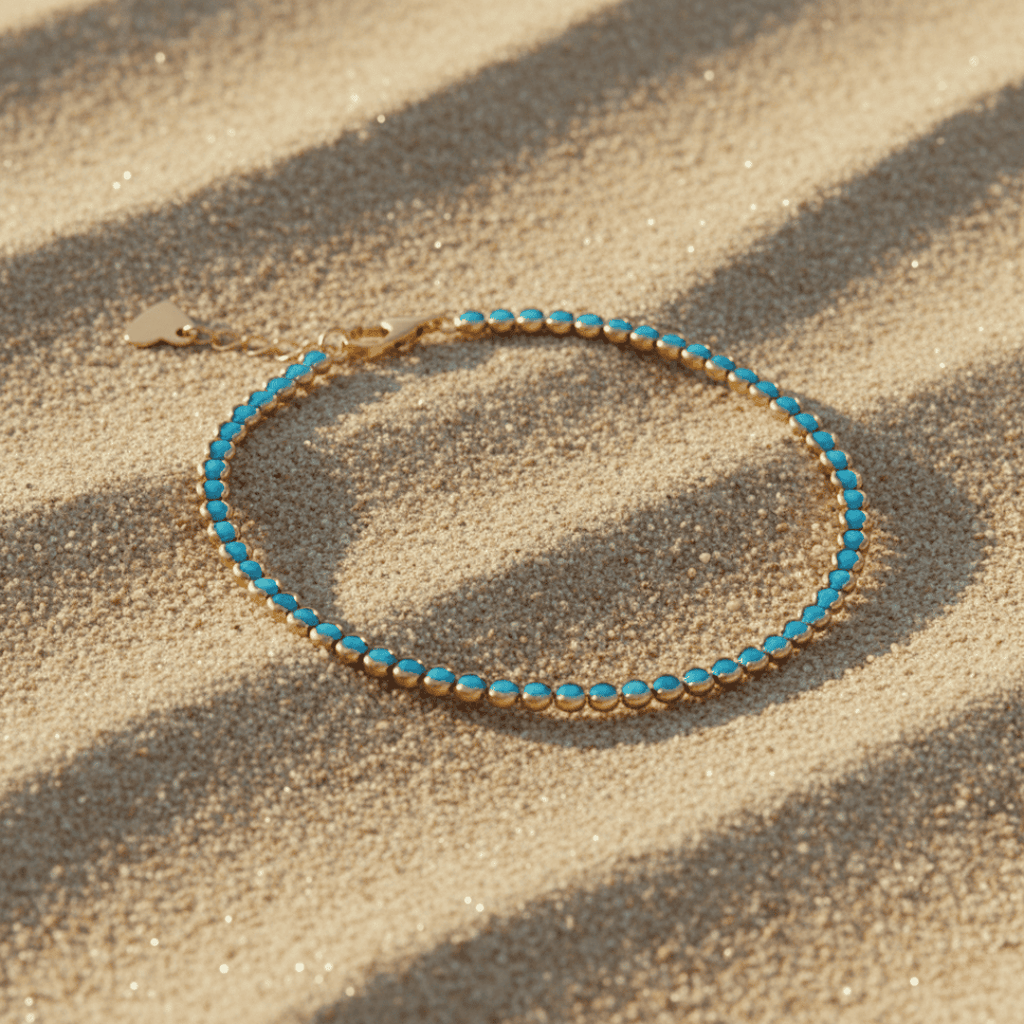 Elegante turquoise tennisarmband - verguld, hypoallergeen