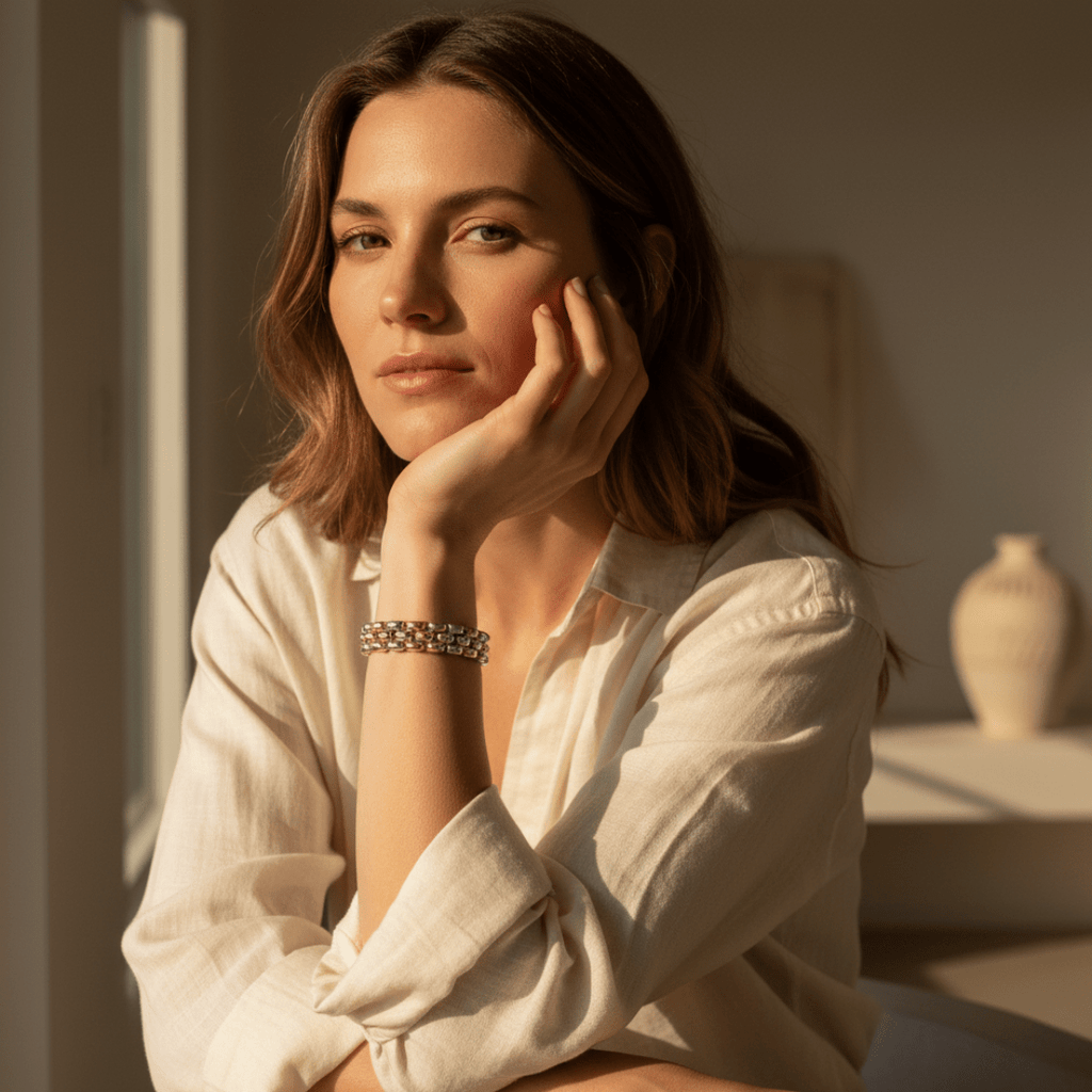 Elegante tweekleurige gouden armband - goud- en rhodiumgeplateerd stretchontwerp