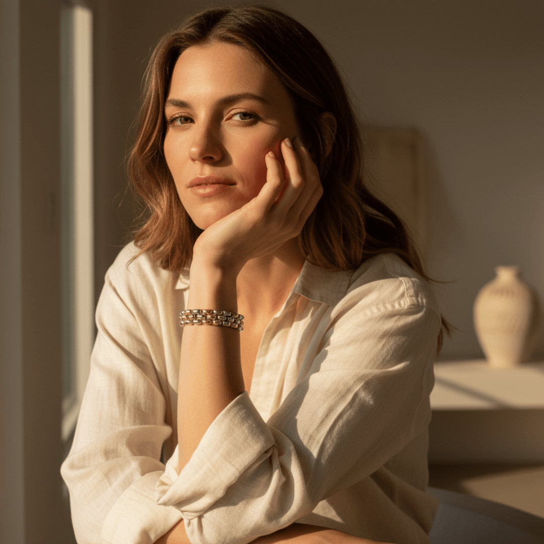 Elegante tweekleurige gouden armband - goud- en rhodiumgeplateerd stretchontwerp