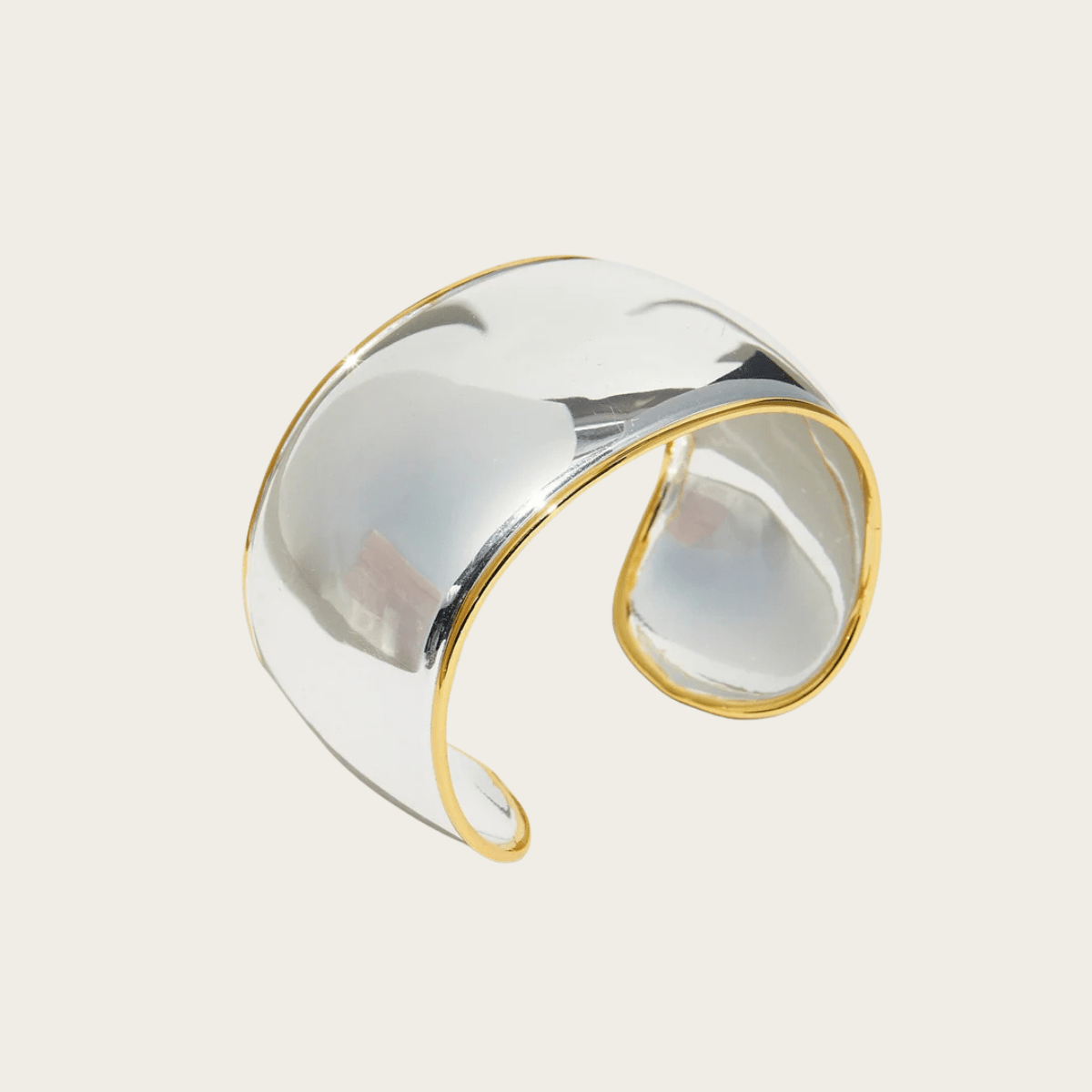 Elegante tweekleurige brede manchetarmband - rhodium- en goudvergulde statement-sieraad