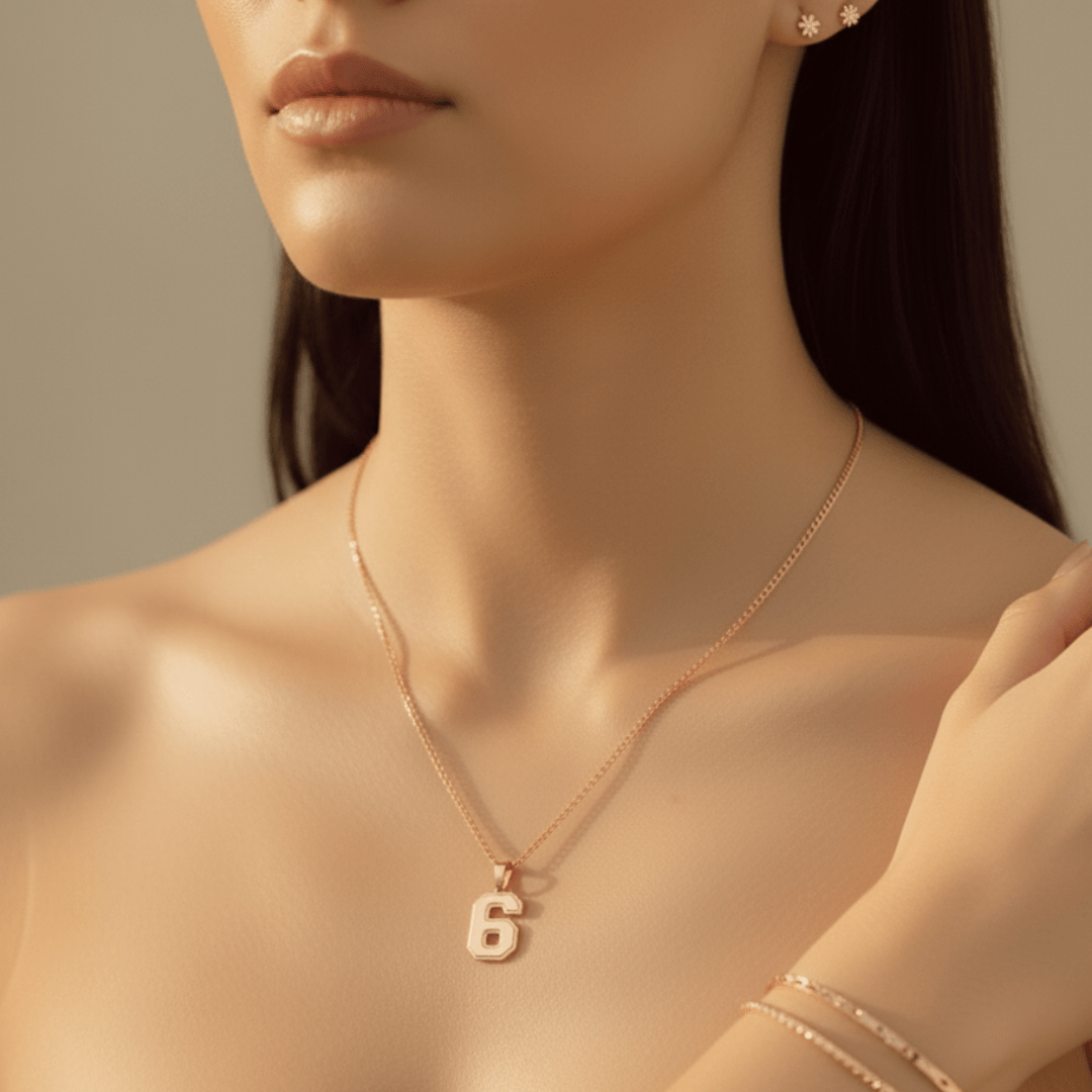 Elegant Varsity Number Pendant Necklace - Customizable Metal Options