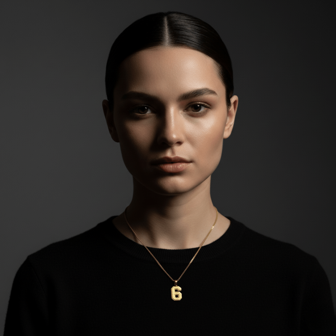 Collar colgante con número varsity elegante - Opciones de metal personalizables