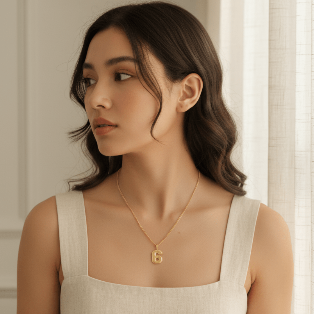 Elegant Varsity Number Pendant Necklace - Customizable Metal Options