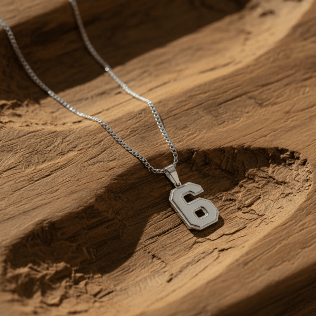 Elegant Varsity Number Pendant Necklace - Customizable Metal Options