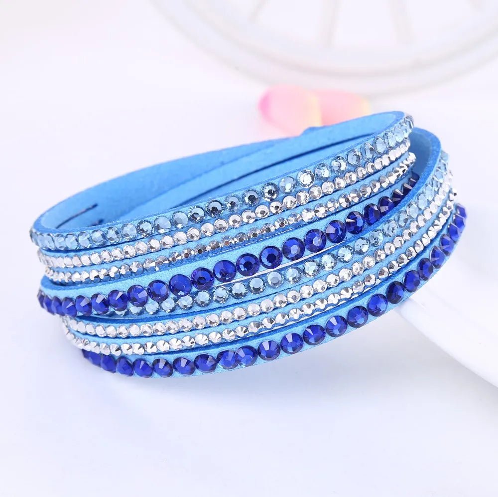 ELEGANT WRAP BRACELET – Faux Leather with Sparkling Crystals for Women