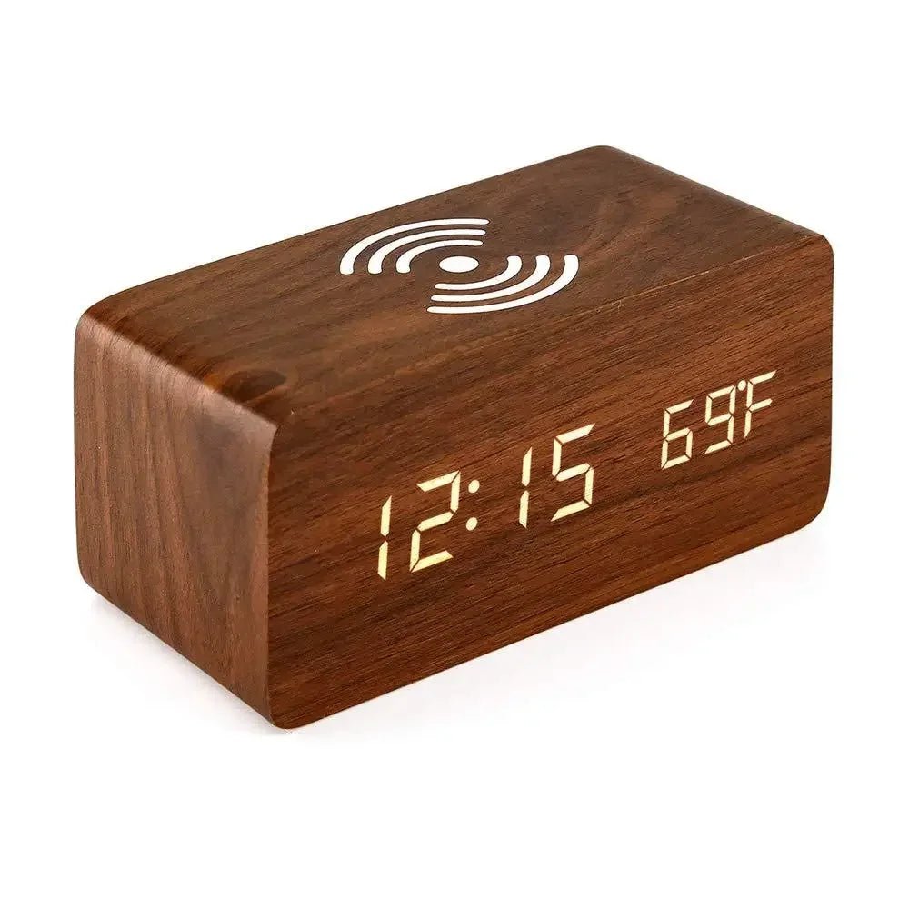 WOODTIME PRO – Wooden LED Alarm Clock with Wireless Charging 9