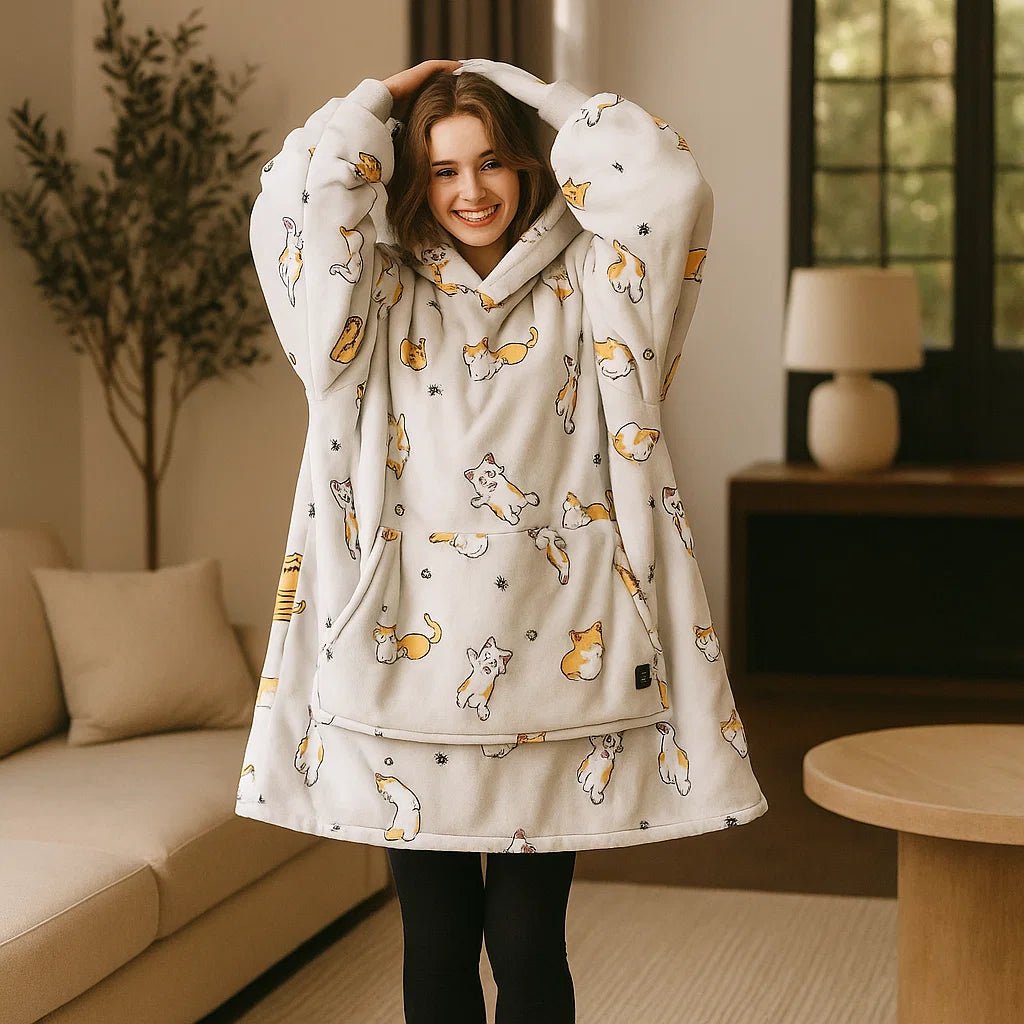 EMBERWEAR – USB-Powered Heated Blanket Hoodie for Cozy Warmth